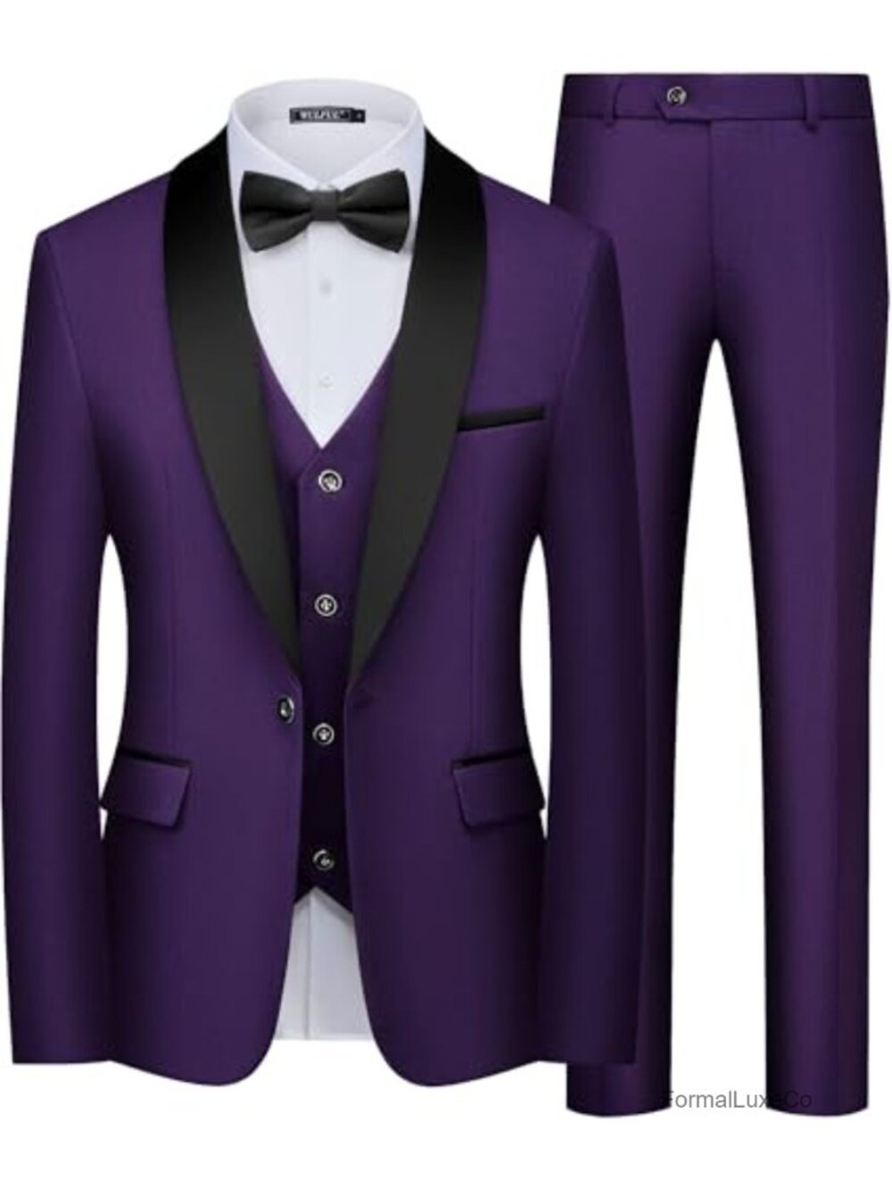 Men's 3 Piece Slim Fit Tuxedo Suit Set One Button Jacket Vest Pants